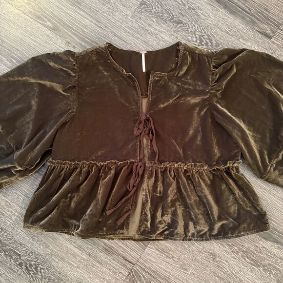 Free People Brunch Babe Velvet Blouse - Picture 3 of 7